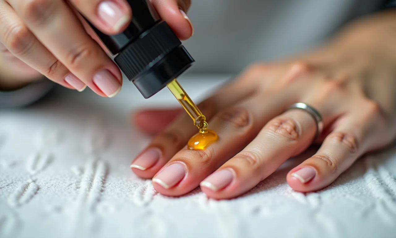 Aplicação de óleo secante nas unhas.