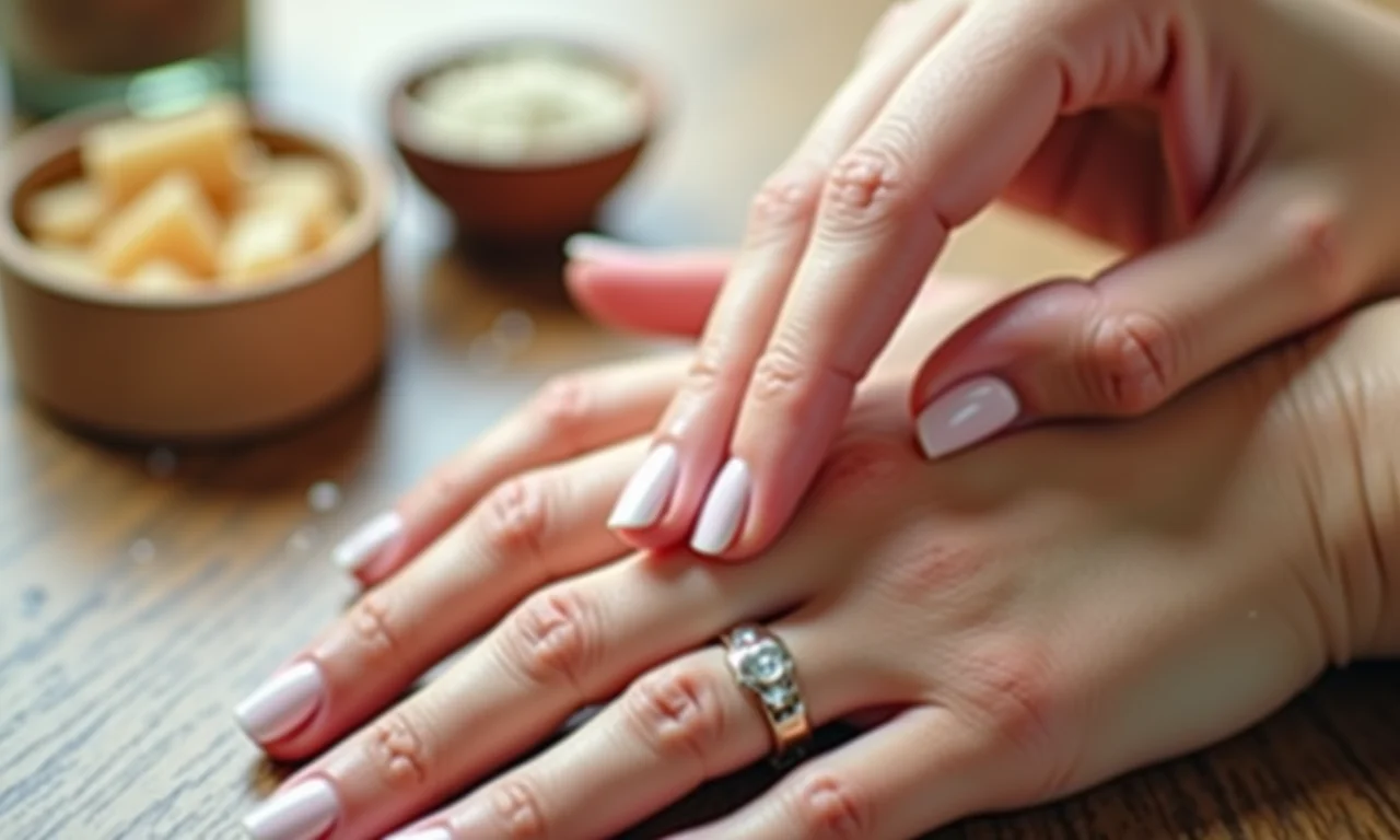 Aplicando tratamento caseiro para fortalecer as unhas.