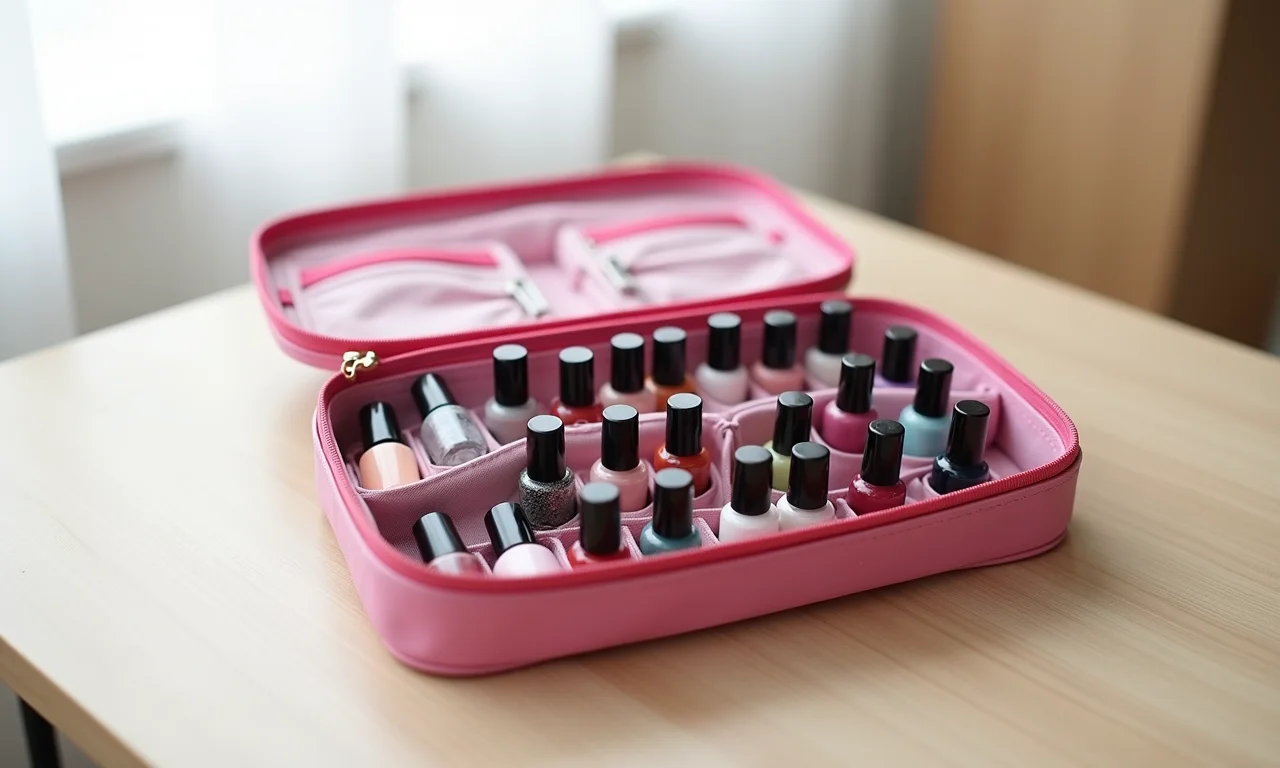 Bolsa porta esmaltes de poliéster.