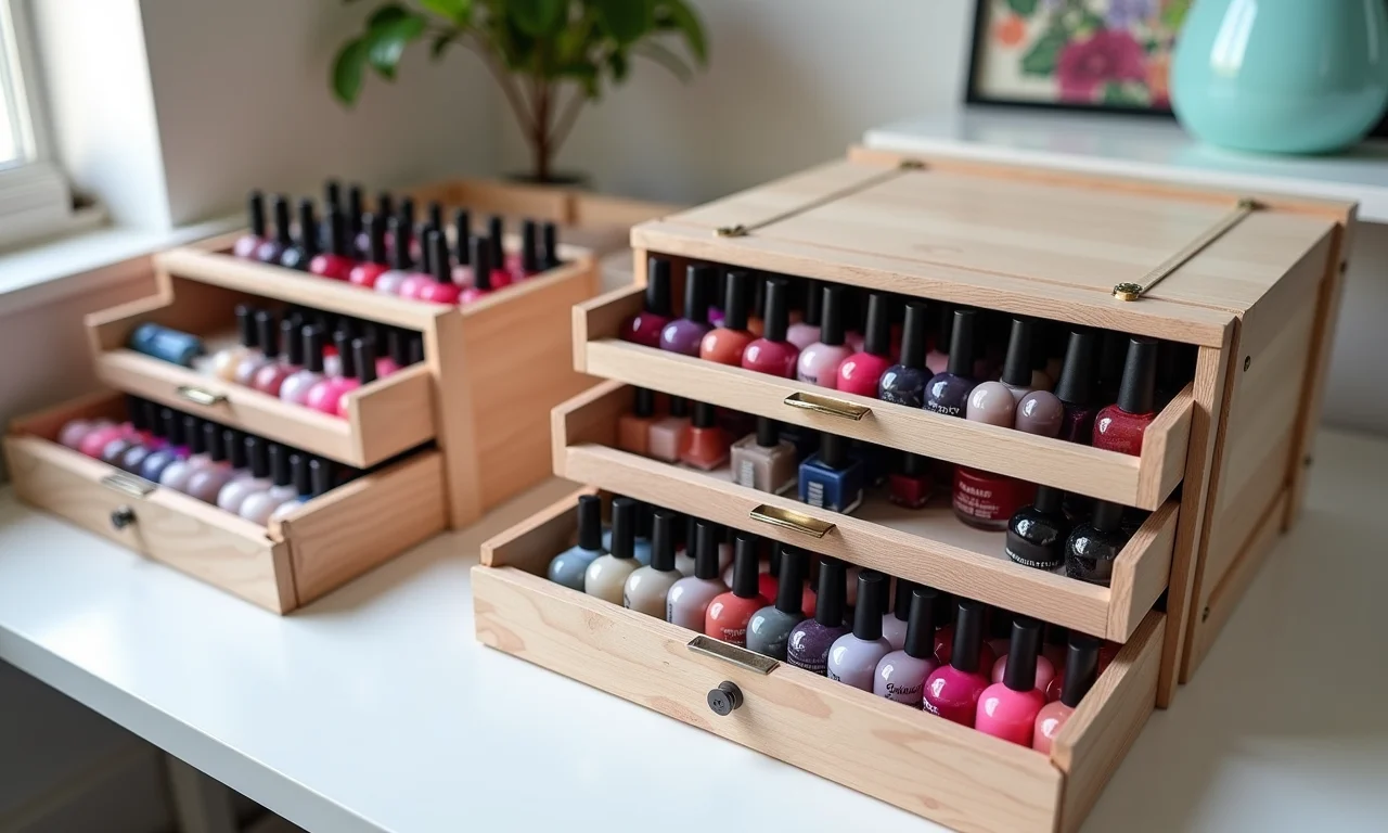 Caixas de sapato customizadas com esmaltes.