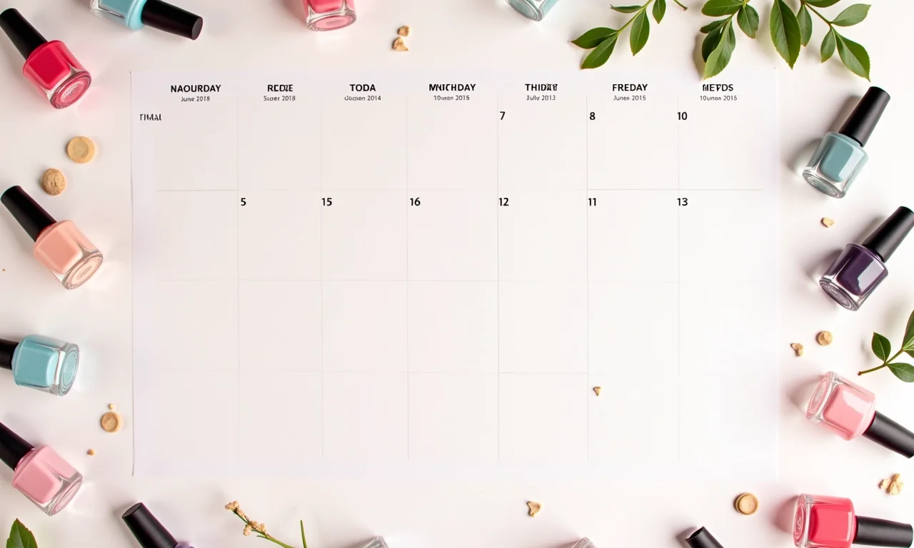 Calendário marcando a melhor época para organizar um chá de esmalte.