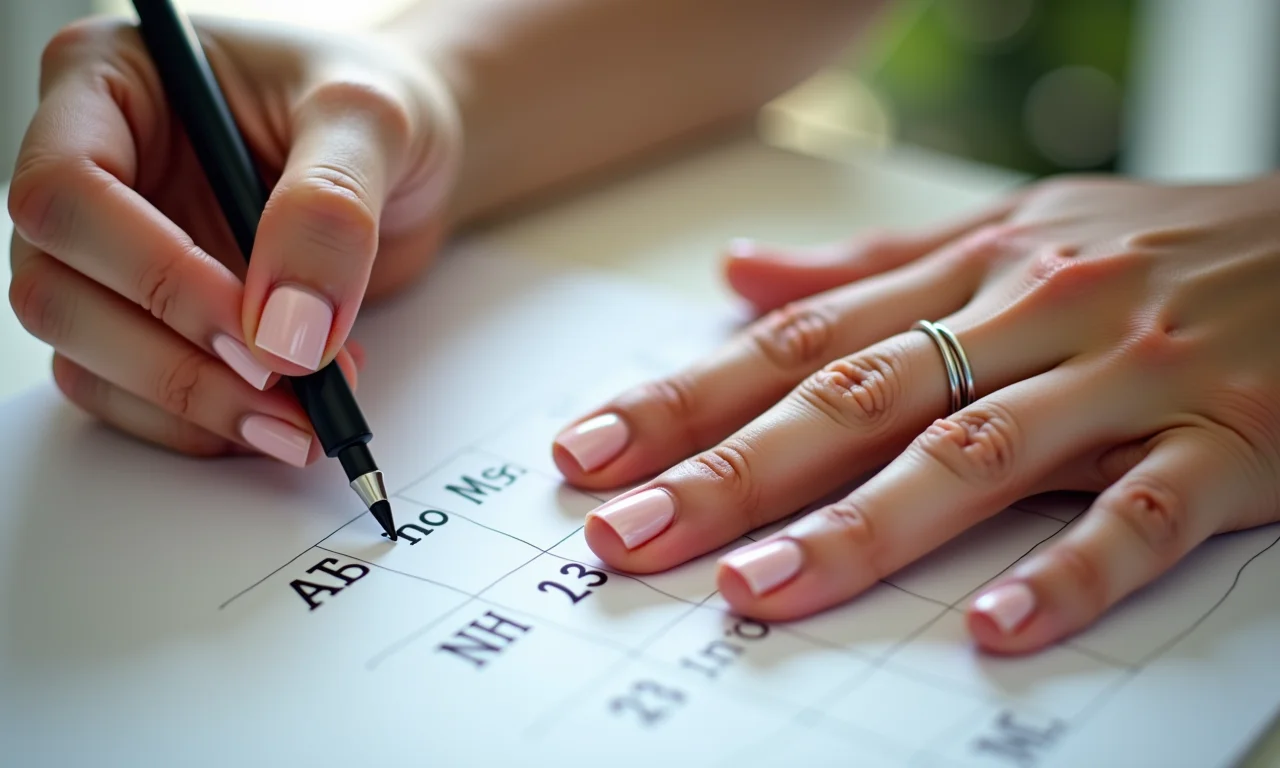 Calendário marcando reaplicação do esmalte terapêutico.