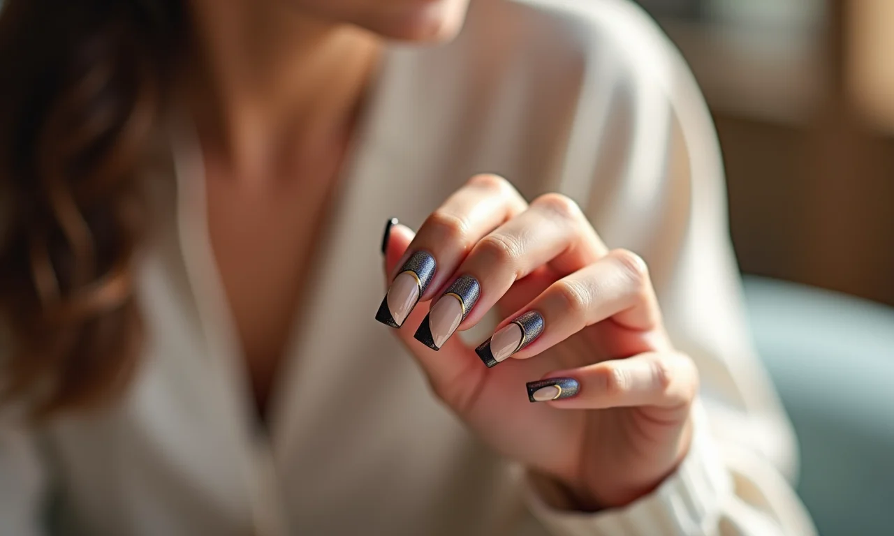 Caneta decorativa para unhas da Impala em unhas curtas.