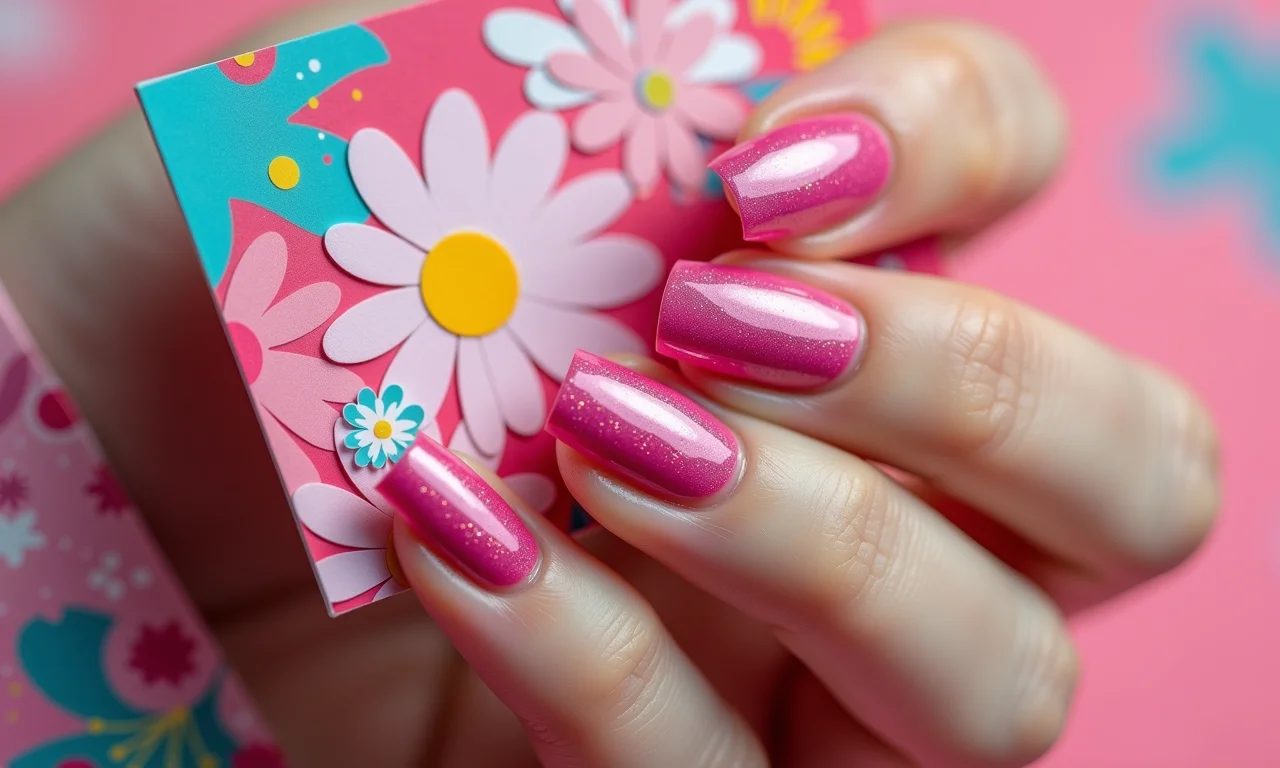Cartão de visita com cores vibrantes para unhas decoradas.
