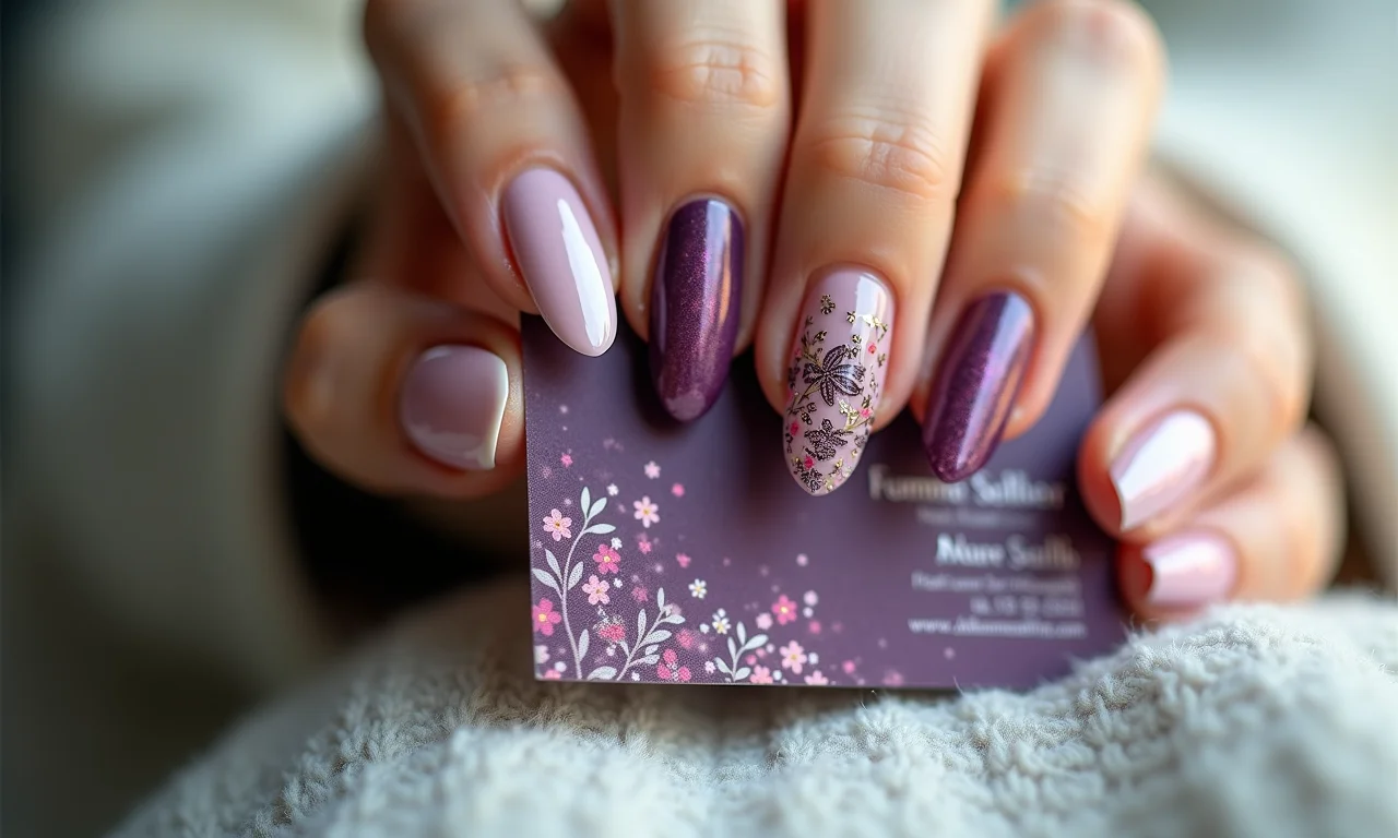 Cartão de visita com design exclusivo para unhas decoradas.