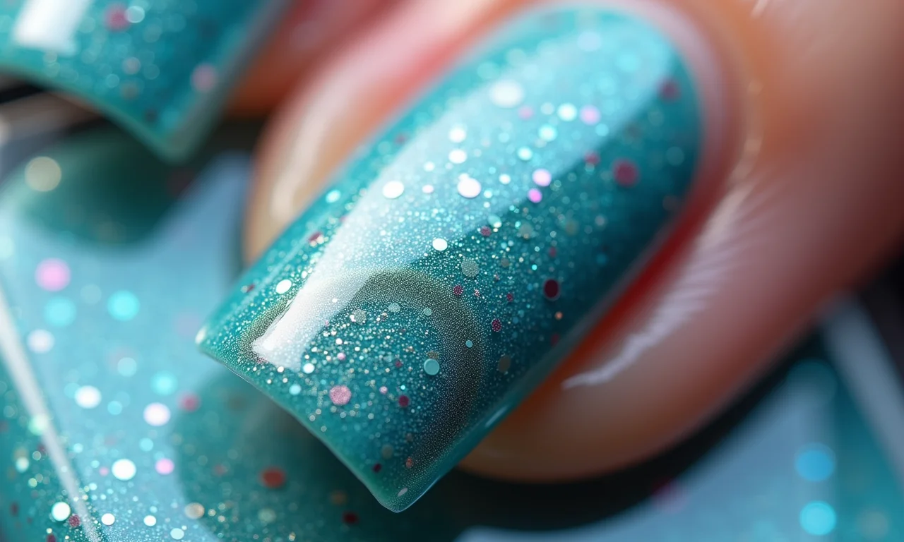 Close-up da consistência do esmalte sereia, mostrando sua textura suave e brilhante.