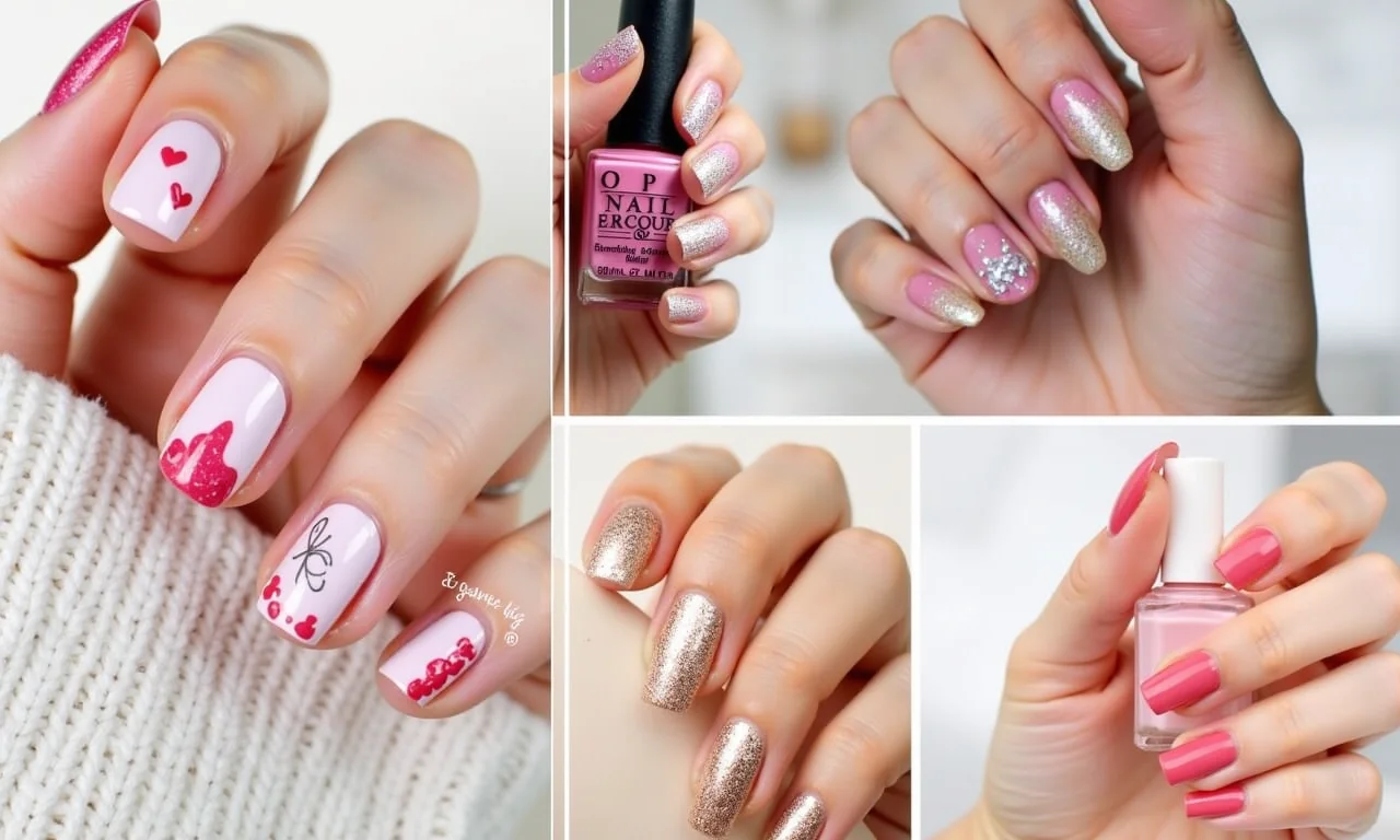 Colagem de inspirações de unhas decoradas para 2026.