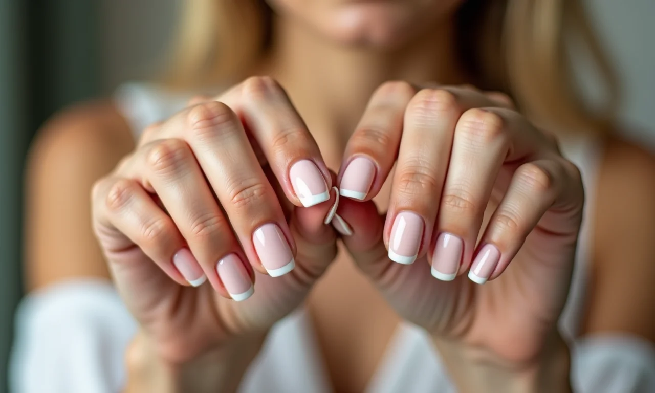 Comparativo de unhas amareladas e saudáveis, destacando a diferença de cor.