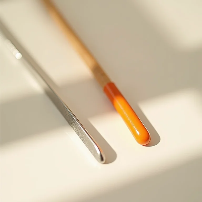 Comparativo entre espátula de metal e palito de laranjeira