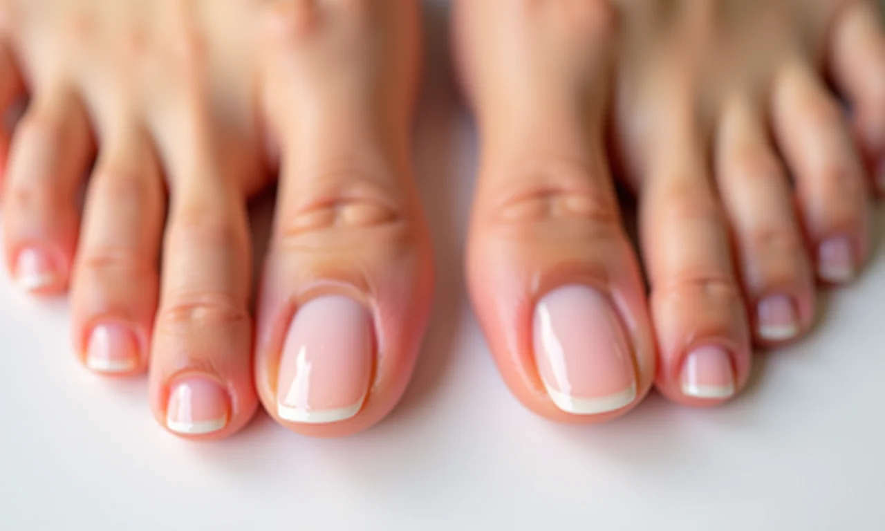 Comparativo entre unhas naturais saudáveis e unhas alongadas, enfatizando os cuidados necessários.