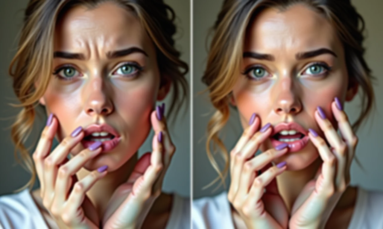 Comparativo: esmalte borrado versus manicure perfeita.