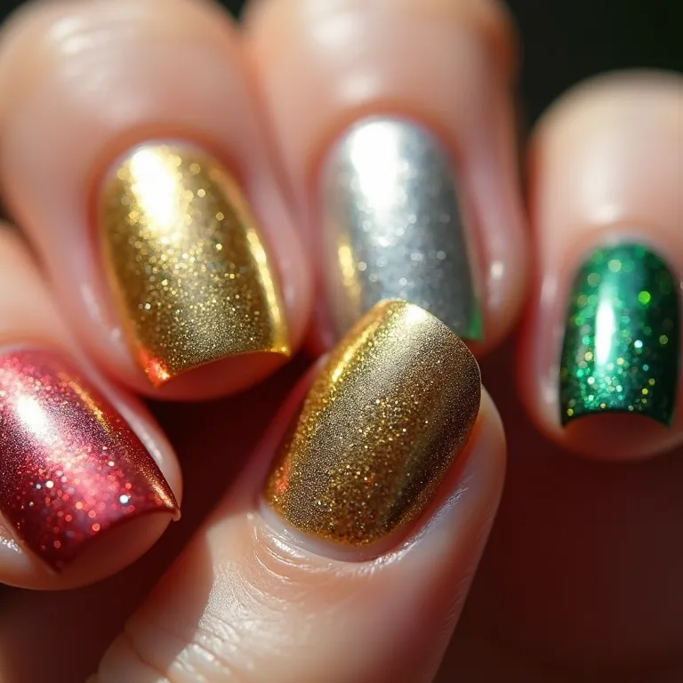 Cores de esmalte mais usadas em unhas decoradas de Réveillon.
