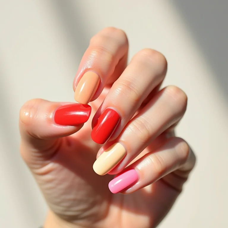 Cores vibrantes em unhas de gel