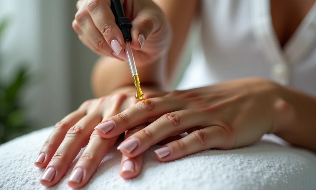 Cuidado e tratamento das unhas com óleo.