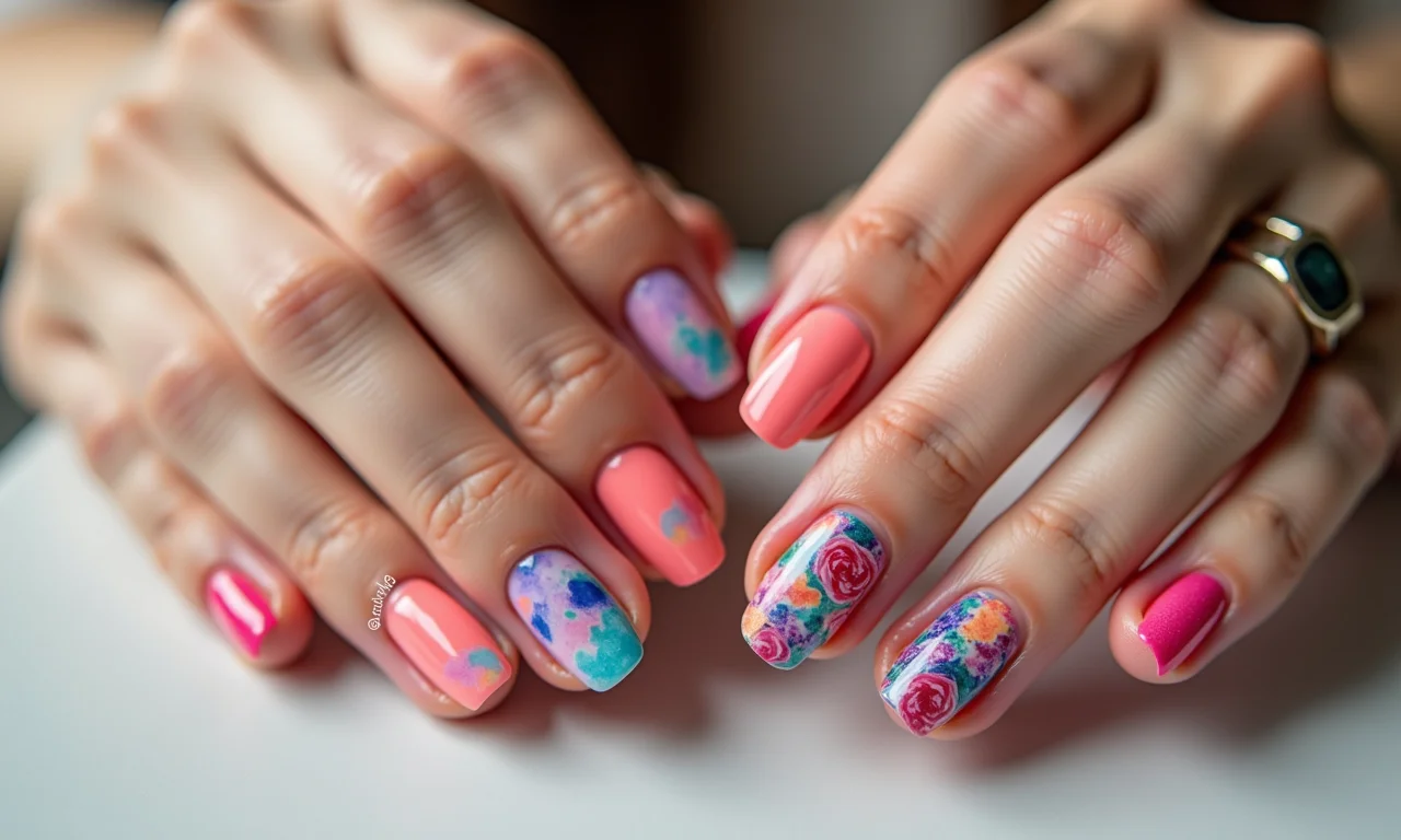 Desenhos abstratos e aquarelados.