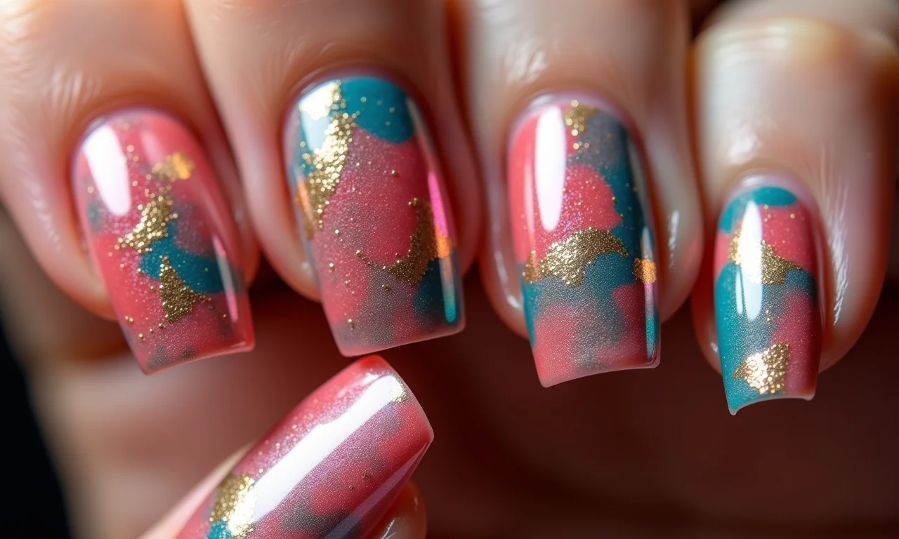 Desenhos abstratos nas unhas para o Ano Novo.