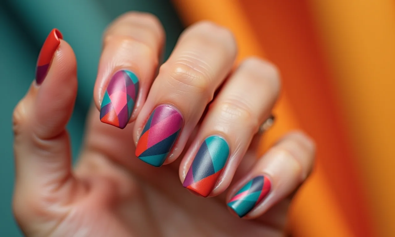 Desenhos geométricos em unhas foscas