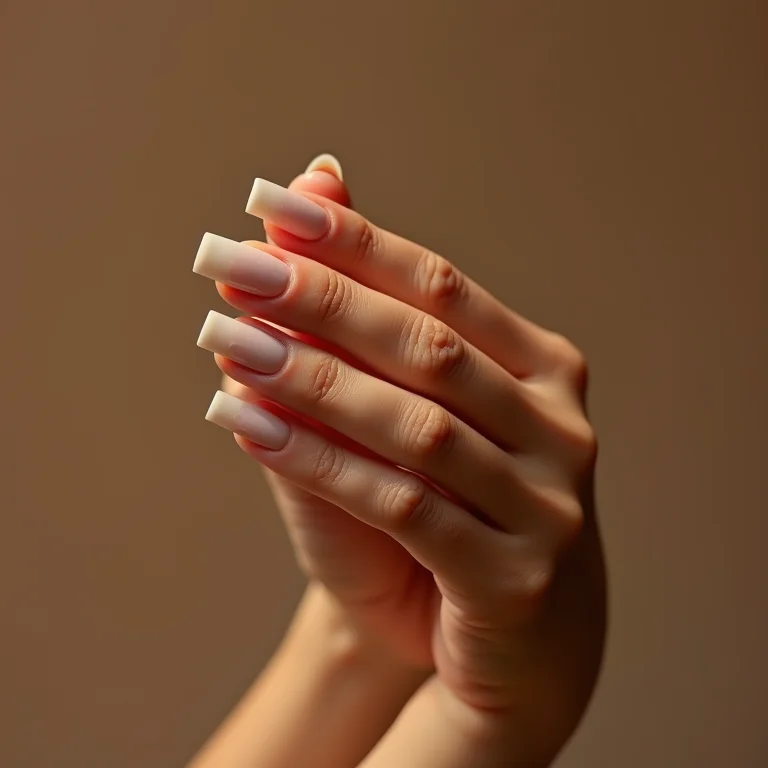 Desenhos minimalistas em unhas quadradas.