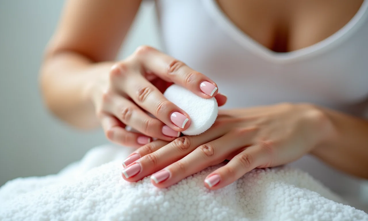 Desidratando as unhas antes de esmaltar.