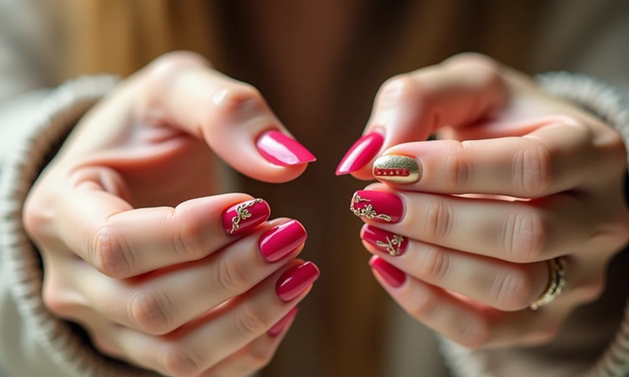 Diferentes formatos de unha com decoração espanhola.