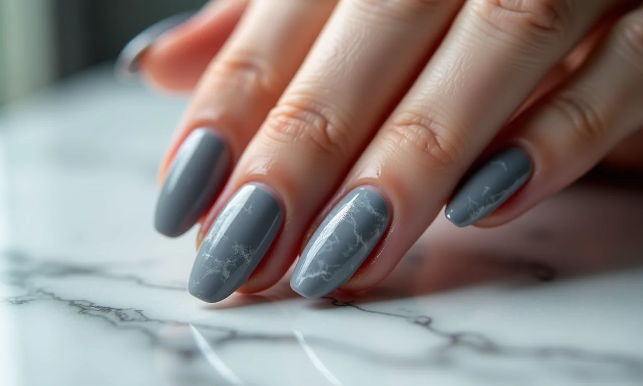Efeito marmorizado elegante em unhas foscas