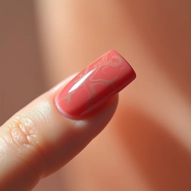 Efeito marmorizado em unhas quadradas.