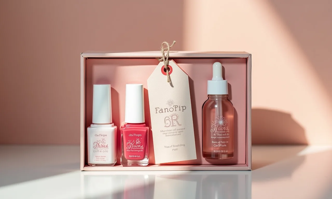 Esmalte com produtos de beleza complementares.