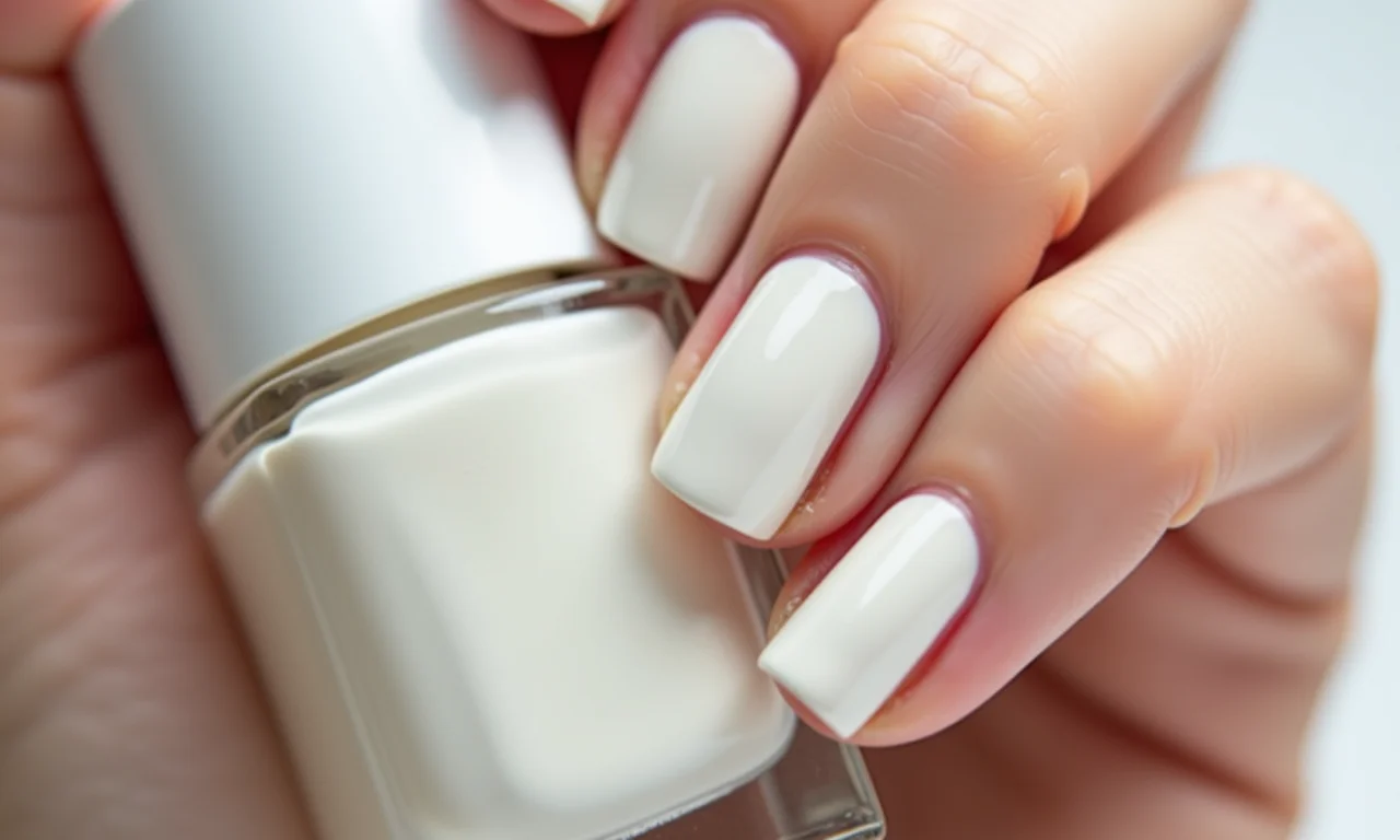 Esmalte Cremoso Branco da Impala em unhas.