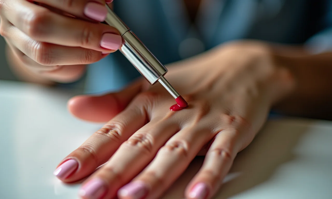 Esmalte de longa duração sendo aplicado.