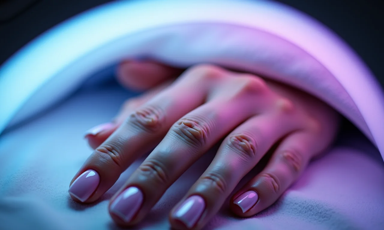 Esmalte em gel secando sob a luz UV.