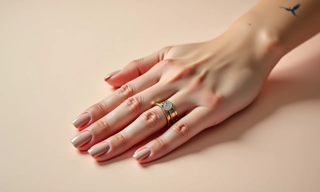 Esmalte nude em mão elegante