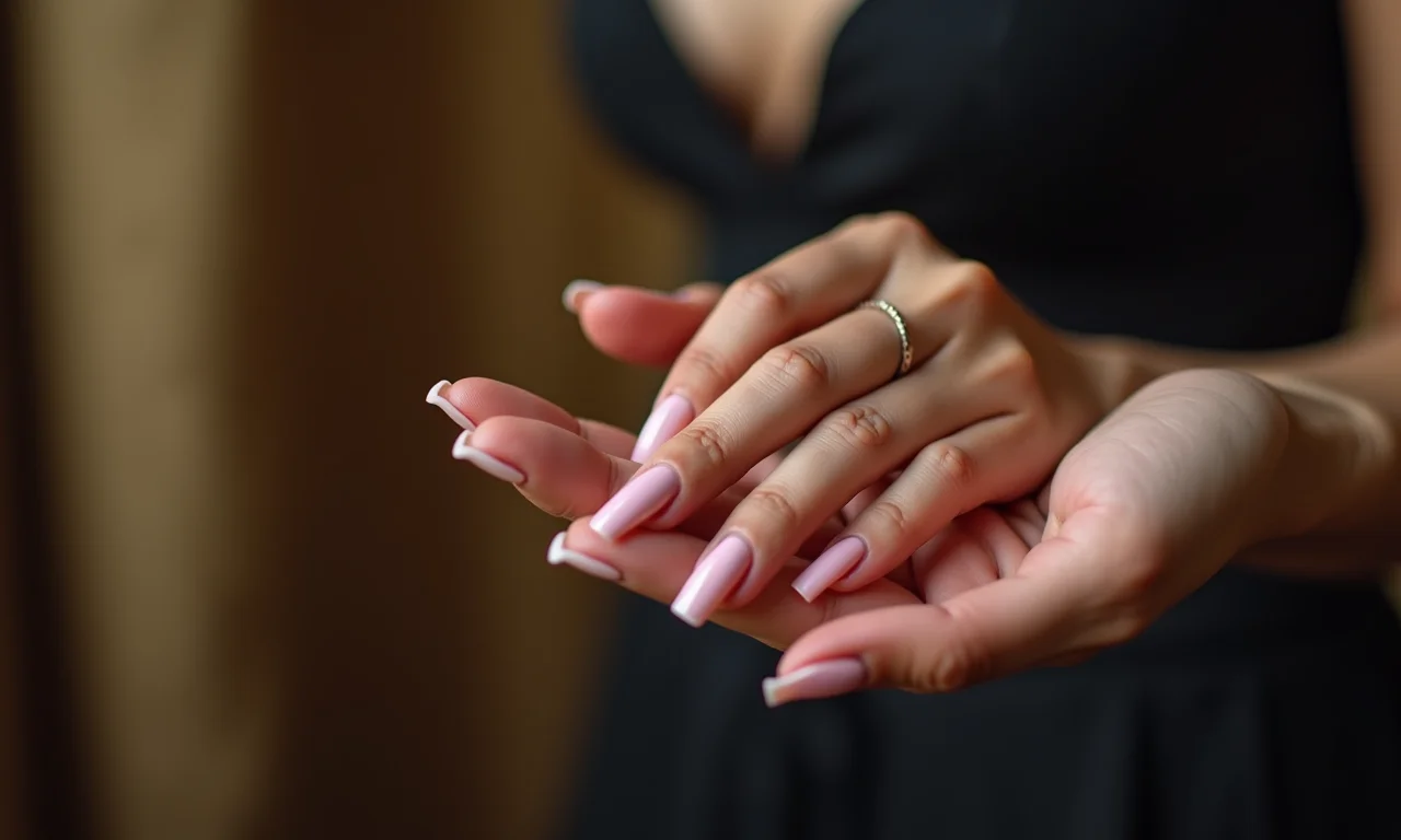 Esmalte Risqué nude em mão feminina elegante.