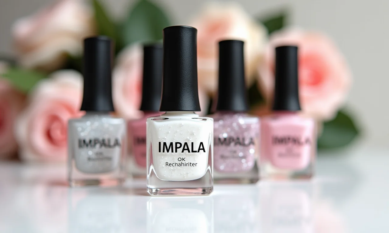 Esmaltes com glitter branco da Impala.