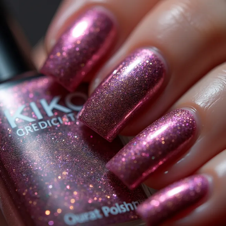 Esmaltes Kiko com efeitos especiais de glitter e brilho.