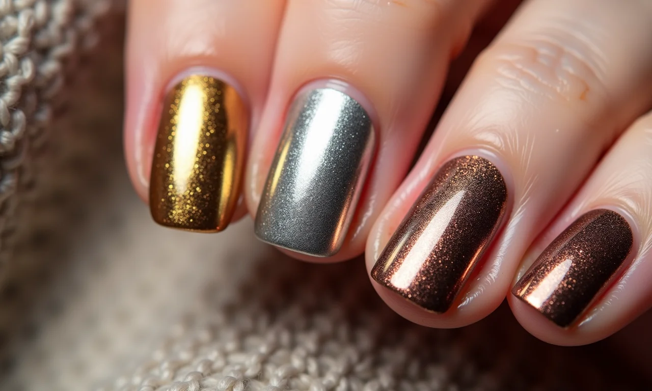 Esmaltes metálicos para unhas glamourosas.