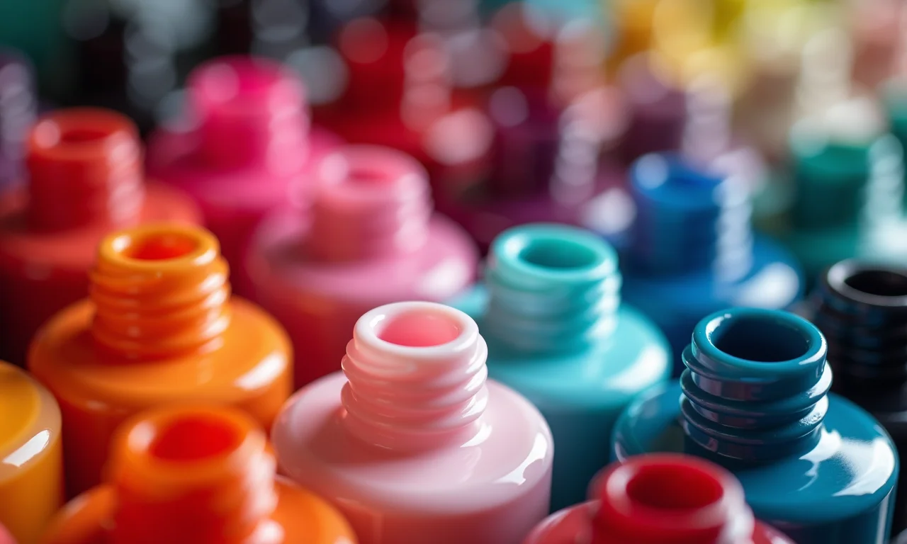 Esmaltes organizados por cor.