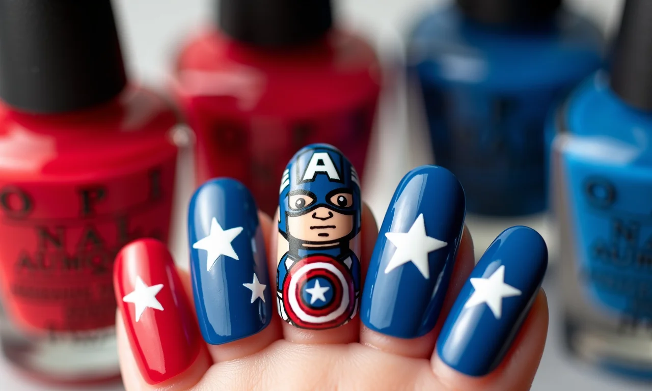 Esmaltes para nail art Capitão América.