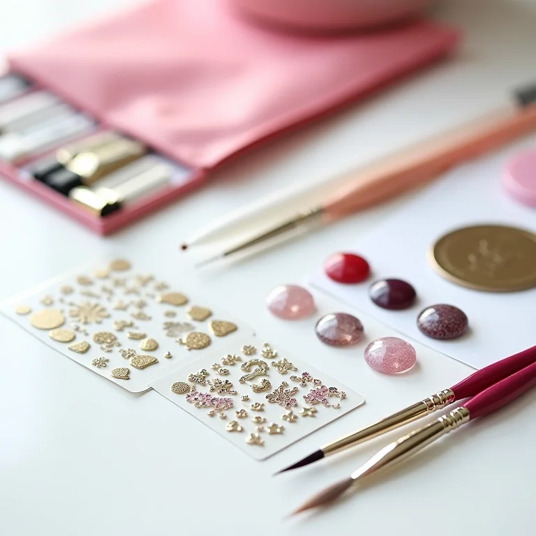 Ferramentas e materiais para nail art.