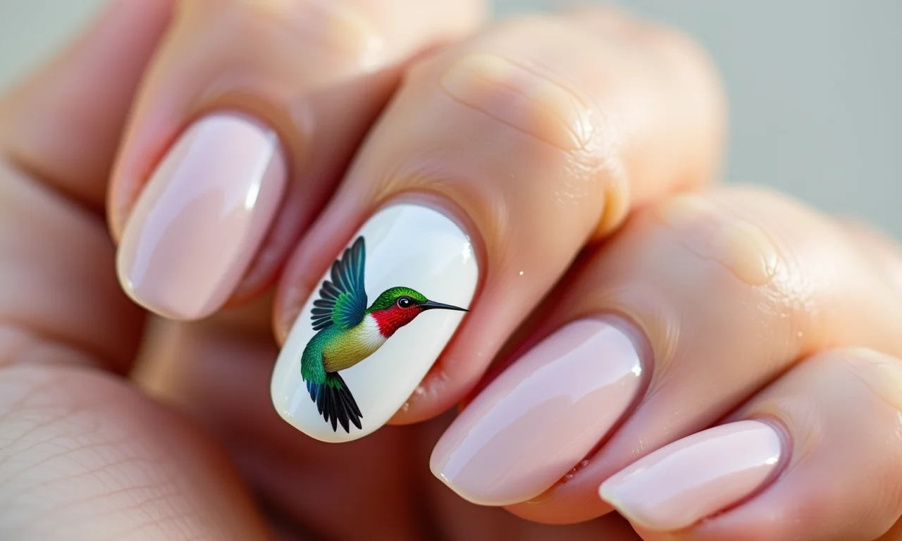 Filha única com decoração de beija-flor.