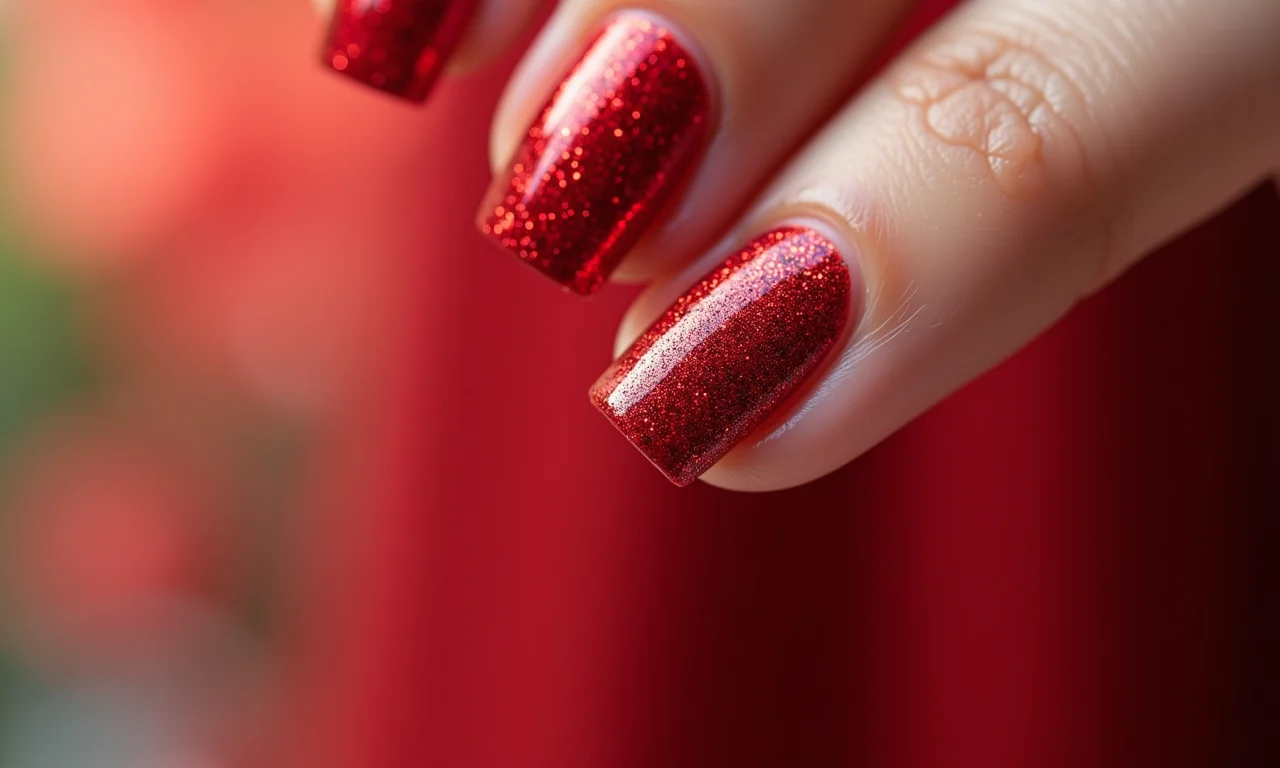 Filha única com glitter vermelho, destaque elegante e brilhante.