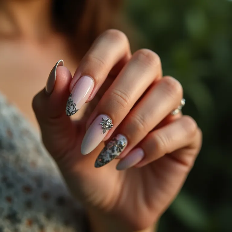 Filha única decorada em unha com design criativo e elegante.