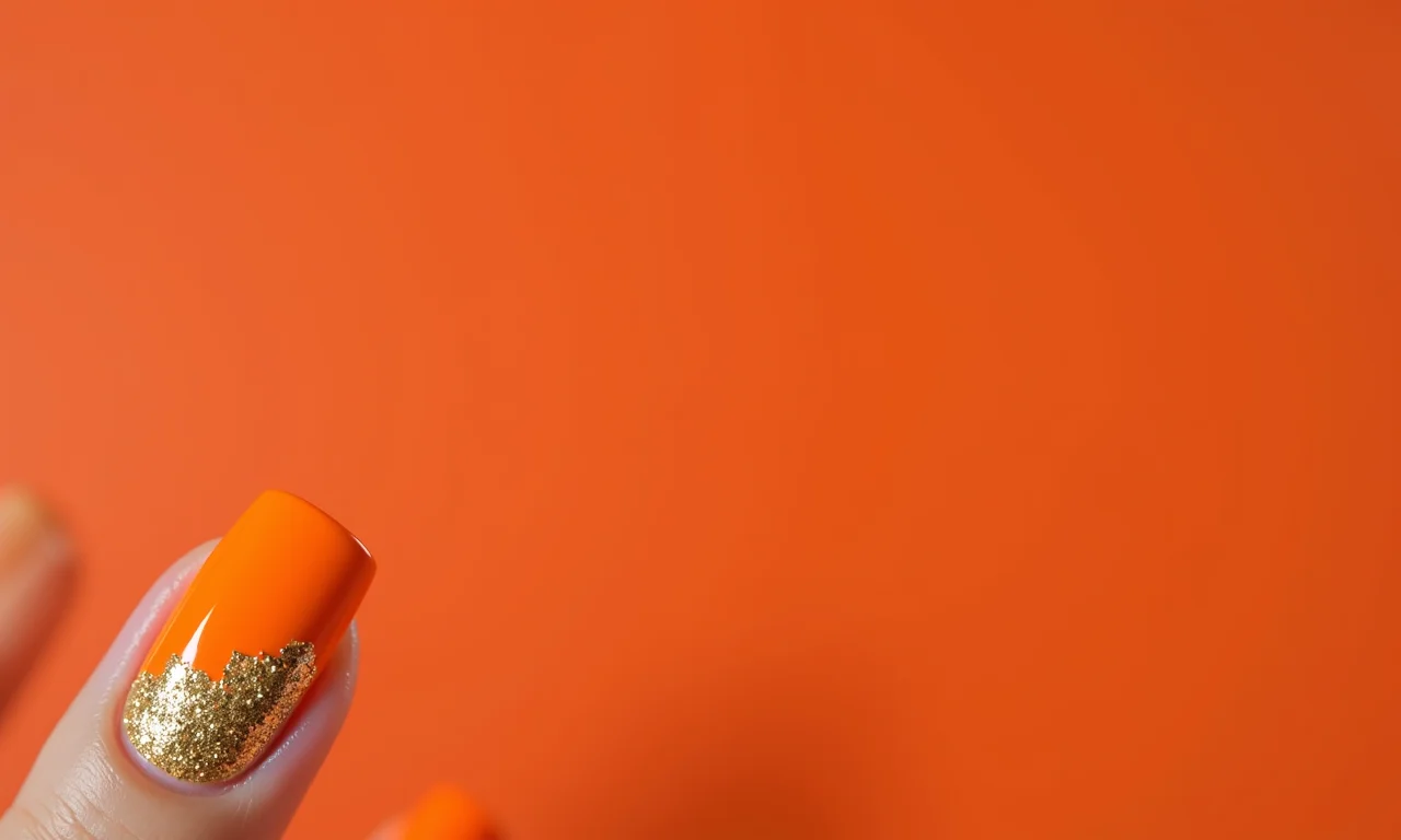 Filha única laranja com glitter dourado.