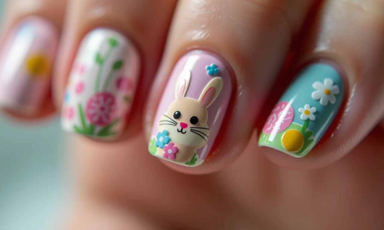 Filha única temática de Páscoa: destaque para uma unha especial.