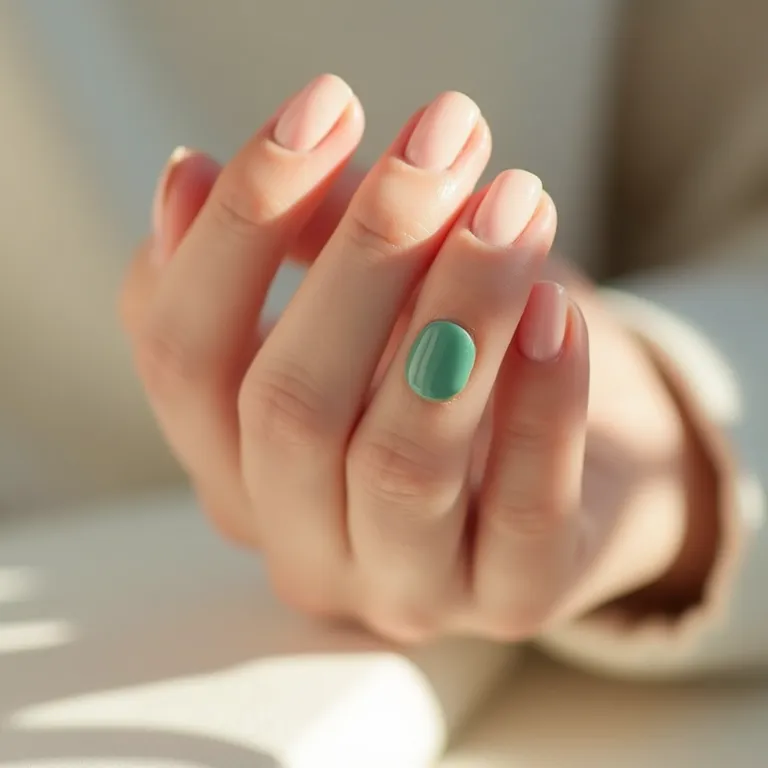 Filha única verde em unhas.