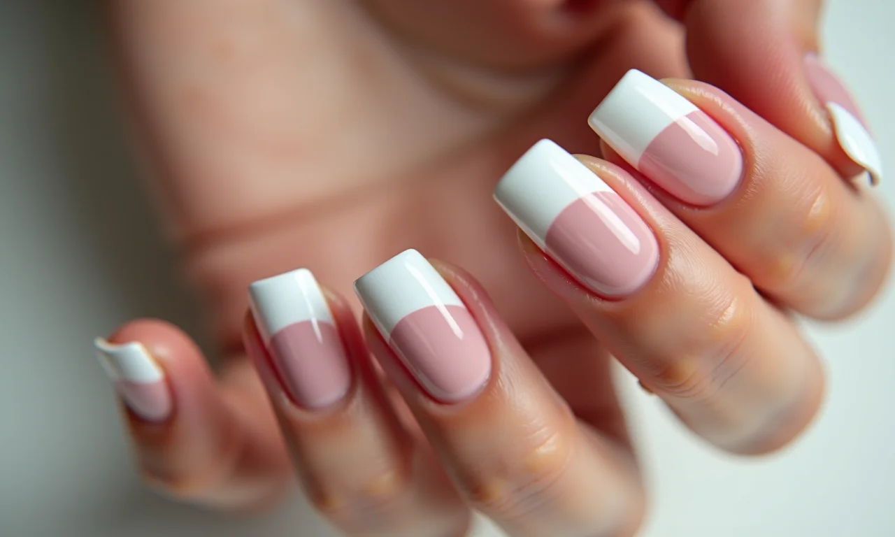 Francesinha clássica repaginada em unhas de gel quadradas.