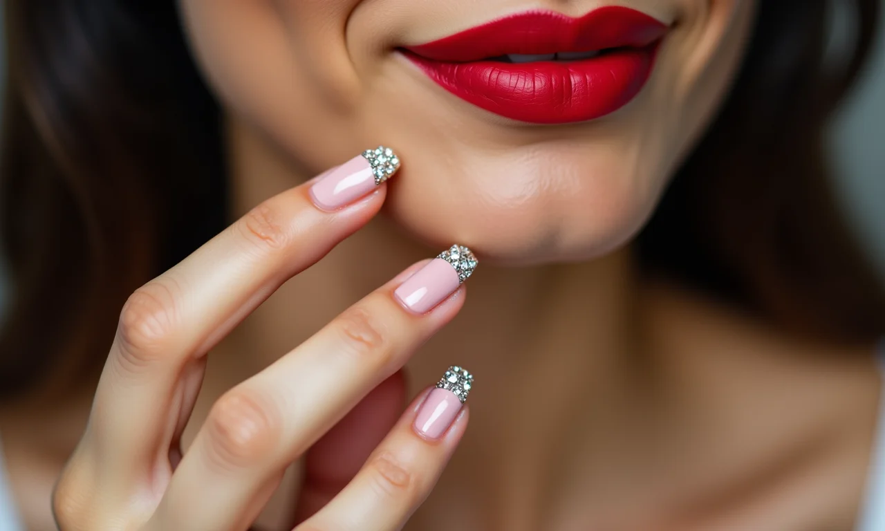 Francesinha com pedraria delicada nas pontas.