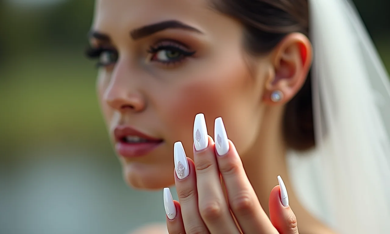 Francesinha com traços geométricos para noiva vanguardista.