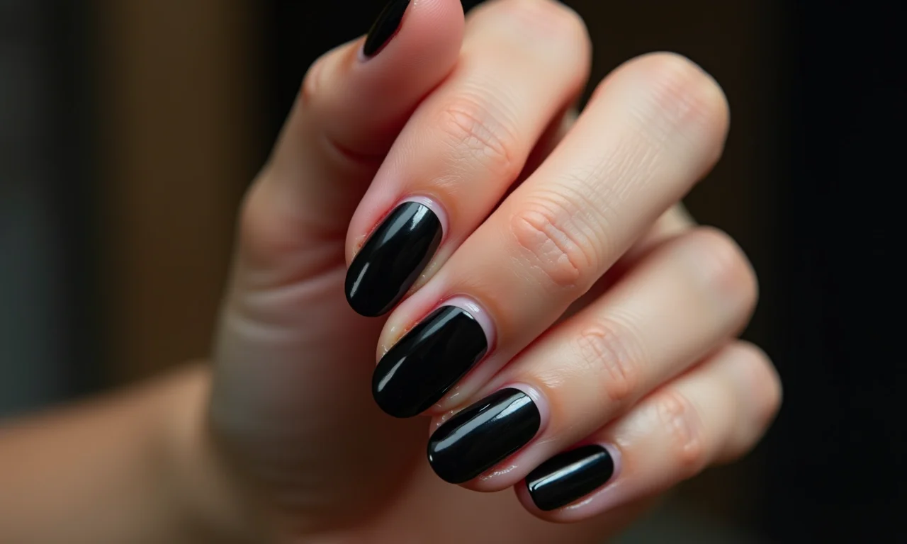 Francesinha invertida preta em unhas.