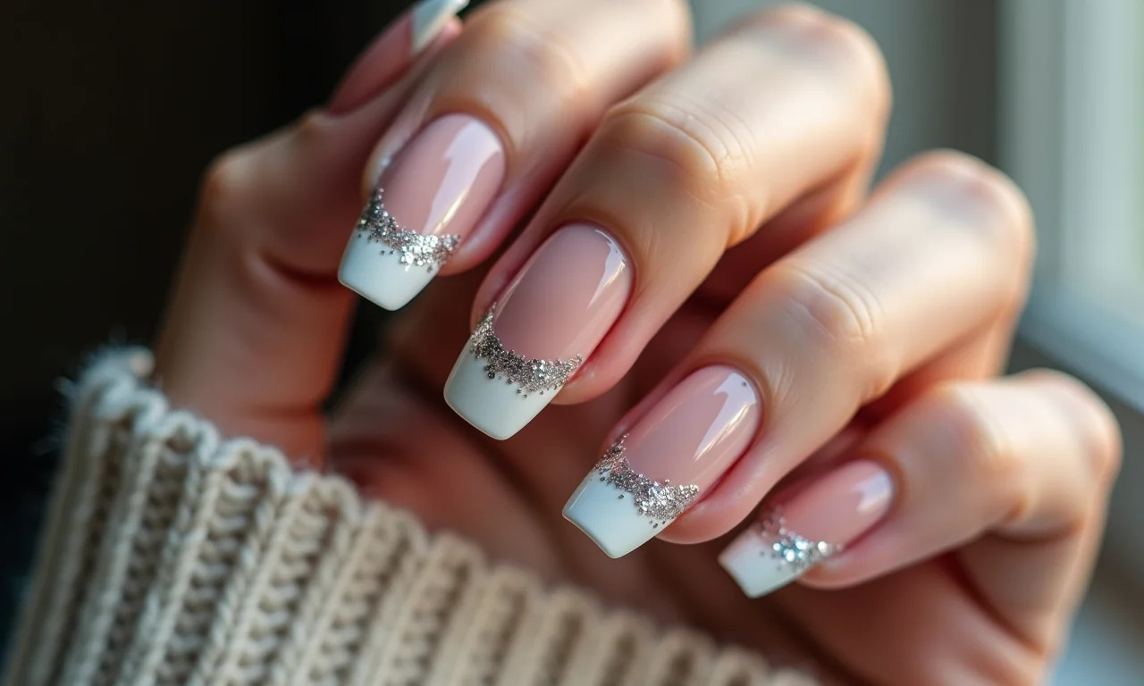 Francesinha natalina elegante com glitter prata.