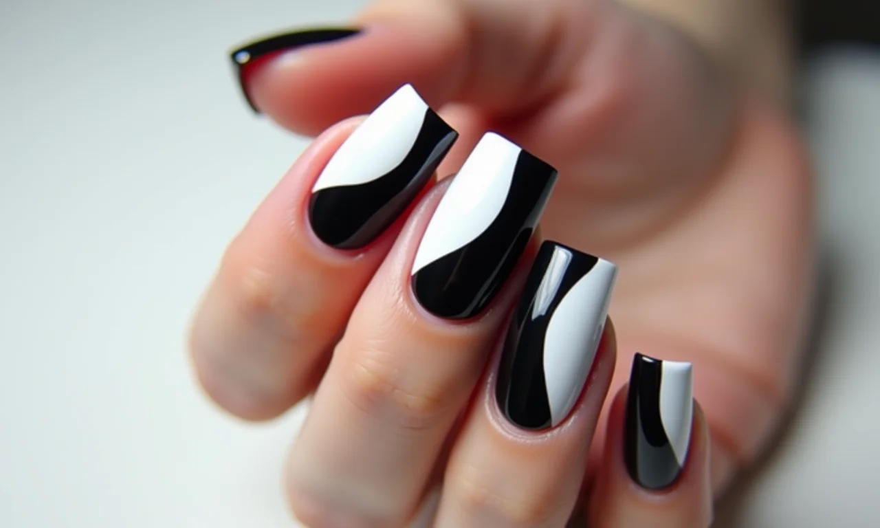 Francesinha reversa assimétrica em preto e branco.